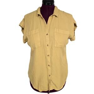 NEW NWT Women's Thread and Supply Golden Yellow Lyocell Button Down Top | XS